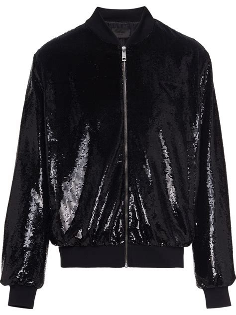 prada sequin coat|Black Single.